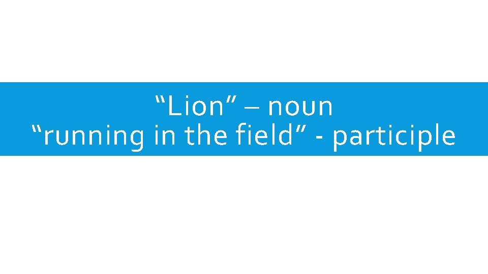 “Lion” – noun “running in the field” - participle 