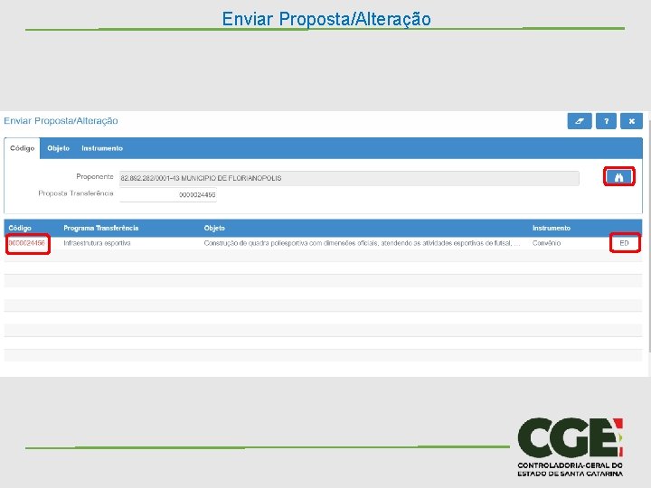 Enviar Proposta/Alteração 