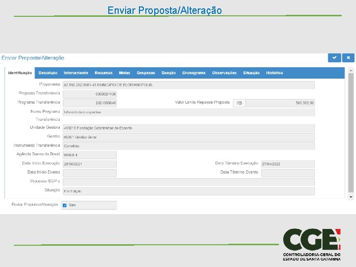Enviar Proposta/Alteração 