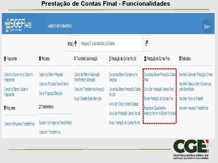 Prestação de Contas Final - Funcionalidades 