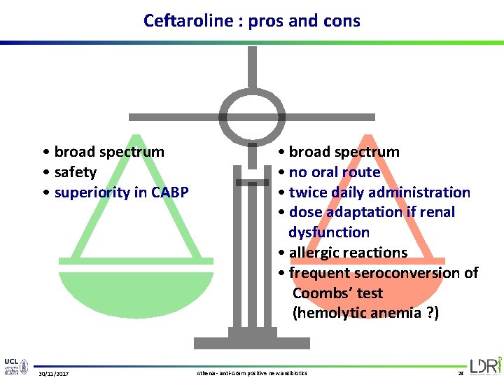 Ceftaroline : pros and cons • broad spectrum • safety • superiority in CABP