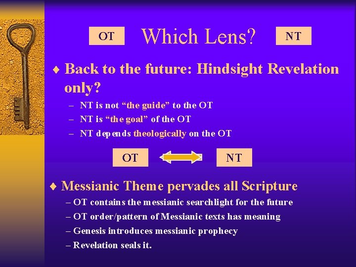 Which Lens? OT NT ¨ Back to the future: Hindsight Revelation only? – NT