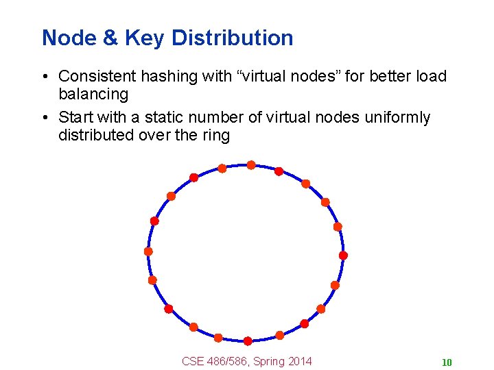 Node & Key Distribution • Consistent hashing with “virtual nodes” for better load balancing Node & Key Distribution • Consistent hashing with “virtual nodes” for better load balancing