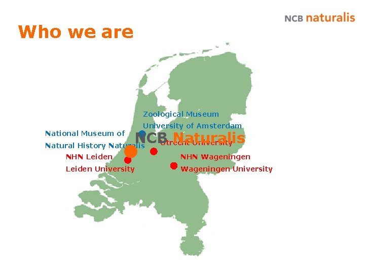 Who we are Zoological Museum National Museum of University of Amsterdam NCB Naturalis Utrecht