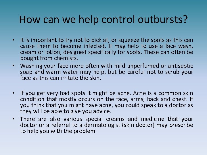 How can we help control outbursts? • It is important to try not to