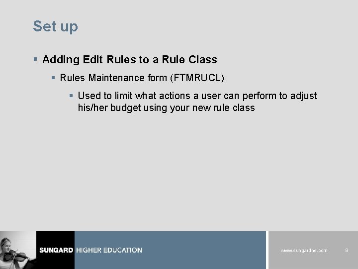 Set up § Adding Edit Rules to a Rule Class § Rules Maintenance form