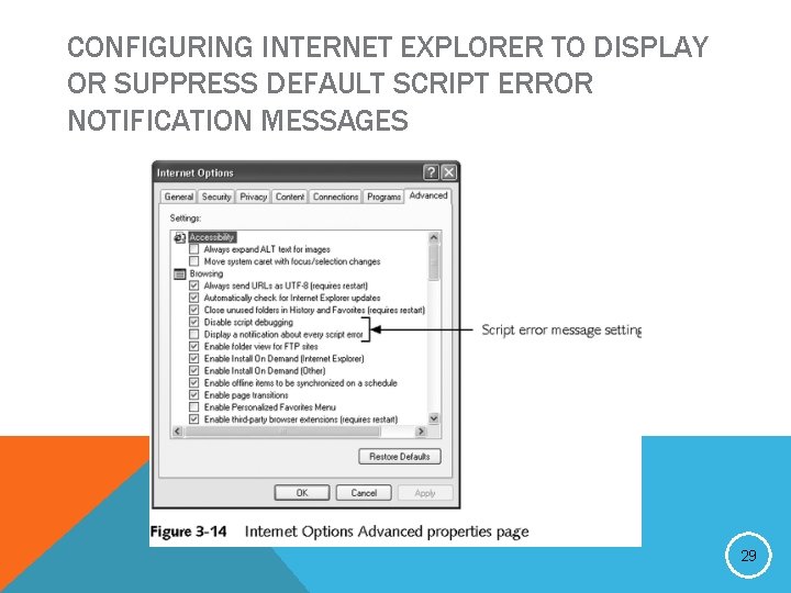 CONFIGURING INTERNET EXPLORER TO DISPLAY OR SUPPRESS DEFAULT SCRIPT ERROR NOTIFICATION MESSAGES 29 