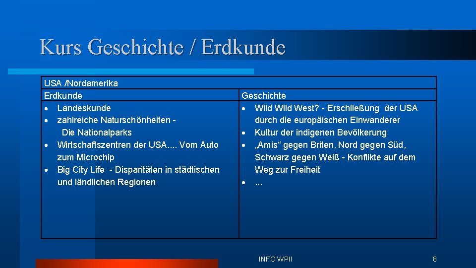 Kurs Geschichte / Erdkunde USA /Nordamerika Erdkunde Landeskunde zahlreiche Naturschönheiten Die Nationalparks Wirtschaftszentren der