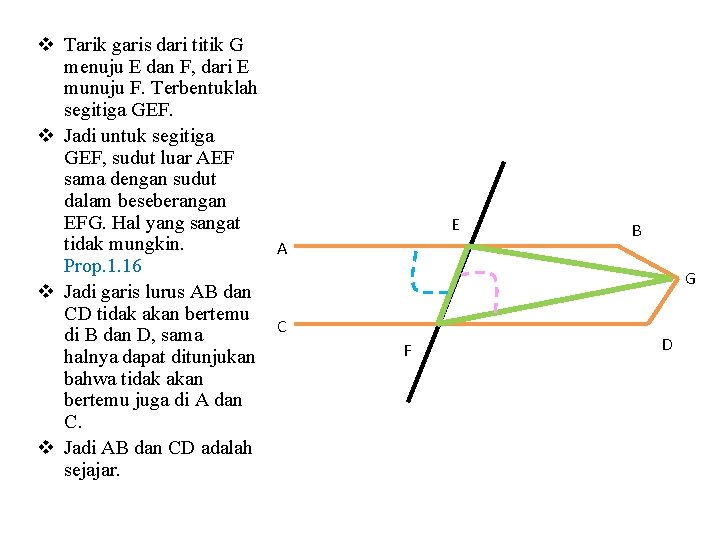 v Tarik garis dari titik G menuju E dan F, dari E munuju F.