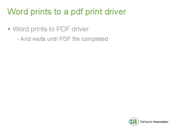 Word prints to a pdf print driver § Word prints to PDF driver -