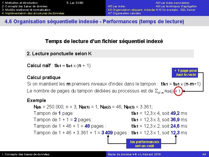 1. Motivation et introduction 5. Les SGBD 2. Concepts des bases de données 3.