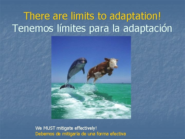 There are limits to adaptation! Tenemos límites para la adaptación We MUST mitigate effectively!