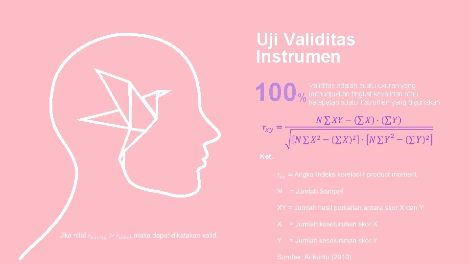 Uji Validitas Instrumen 100% Ket. Validitas adalah suatu ukuran yang menunjukkan tingkat kevalidan atau