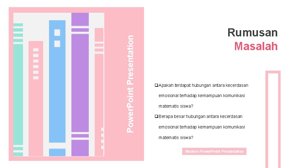 Power. Point Presentation Rumusan Masalah q Apakah terdapat hubungan antara kecerdasan emosional terhadap kemampuan