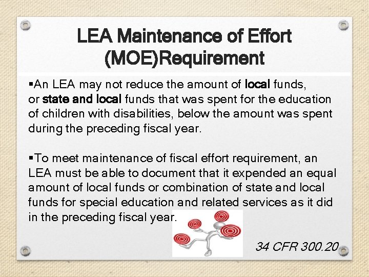 LEA Maintenance of Effort (MOE)Requirement §An LEA may not reduce the amount of local