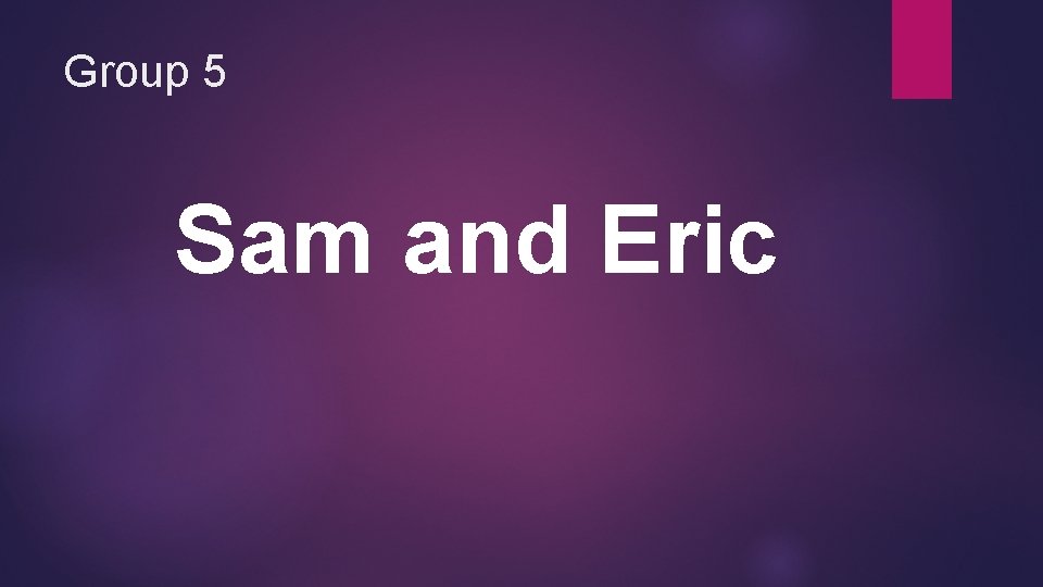 Group 5 Sam and Eric Group 5 Sam and Eric