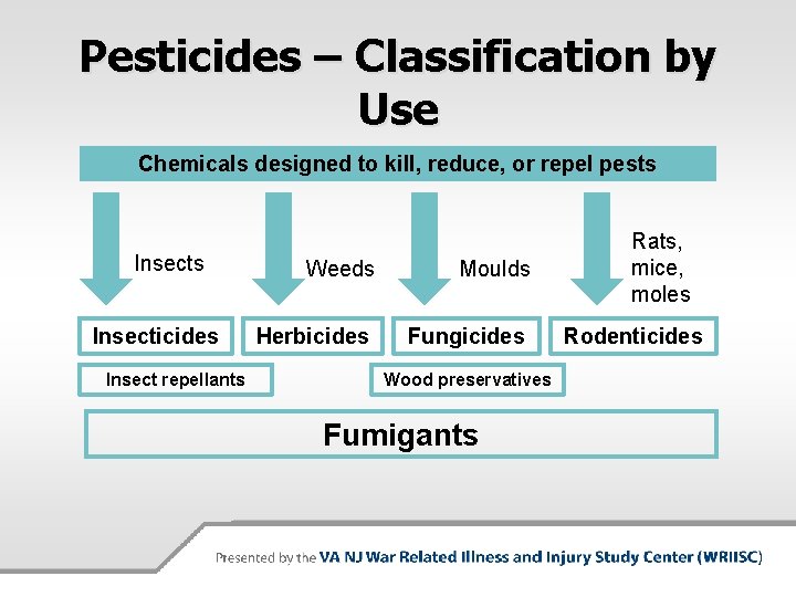 Pesticides – Classification by Use Chemicals designed to kill, reduce, or repel pests Insecticides