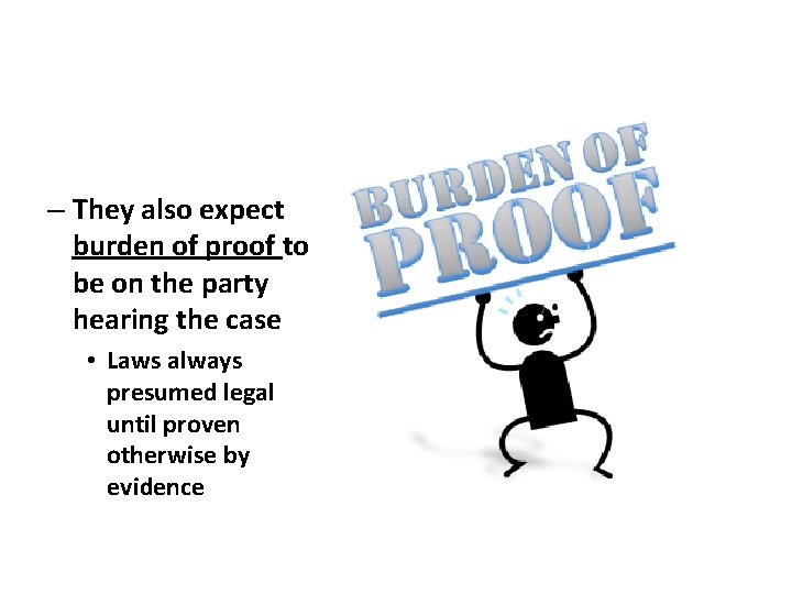 – They also expect burden of proof to be on the party hearing the