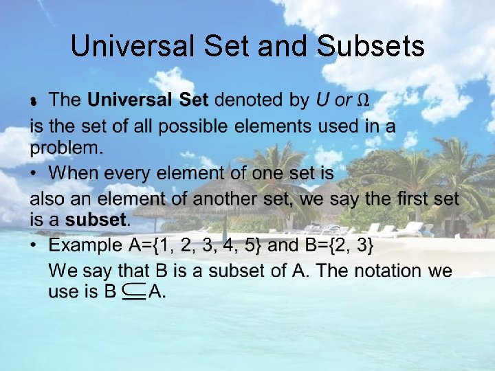 Universal Set and Subsets • 