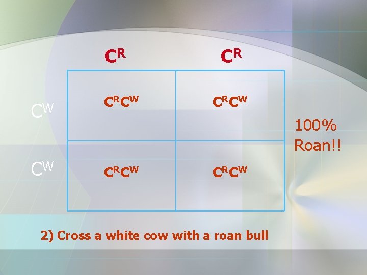 CR CW C RC W CR C RC W 100% Roan!! C RC W