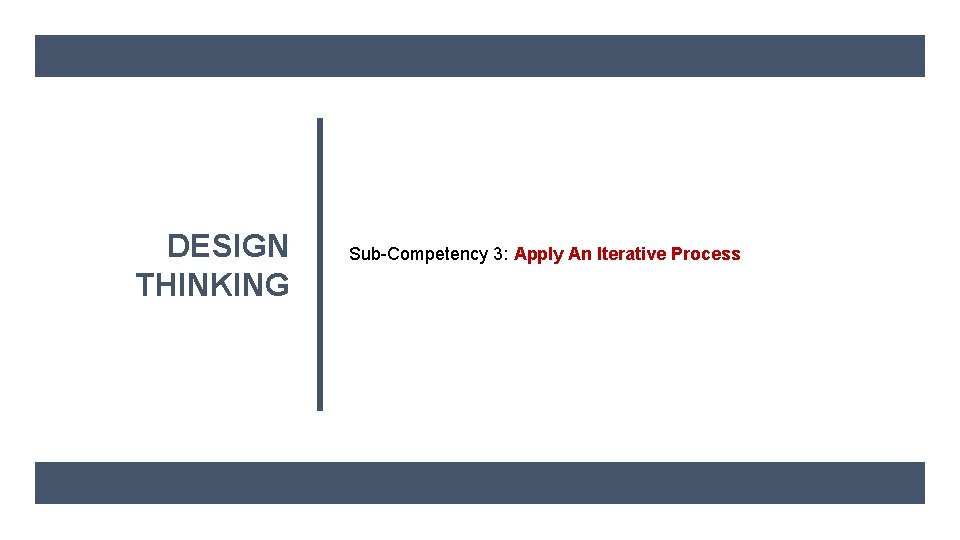 DESIGN THINKING Sub-Competency 3: Apply An Iterative Process 