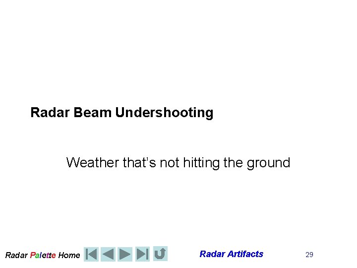 Radar Beam Undershooting Weather that’s not hitting the ground Radar Palette Home Radar Artifacts