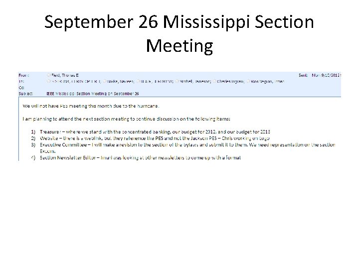 September 26 Mississippi Section Meeting 