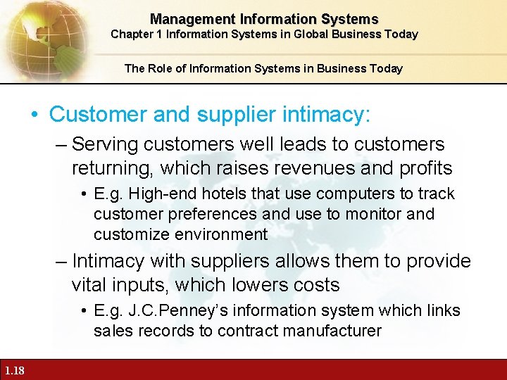 Management Information Systems Chapter 1 Information Systems in Global Business Today The Role of