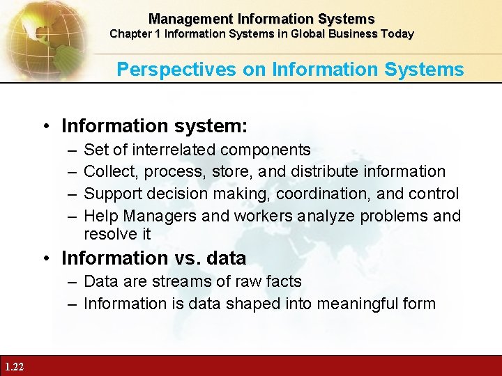 Management Information Systems Chapter 1 Information Systems in Global Business Today Perspectives on Information