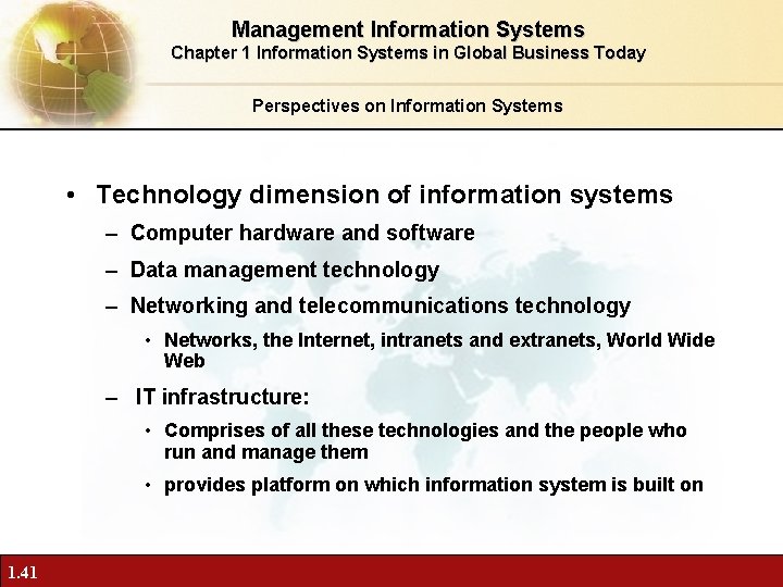 Management Information Systems Chapter 1 Information Systems in Global Business Today Perspectives on Information