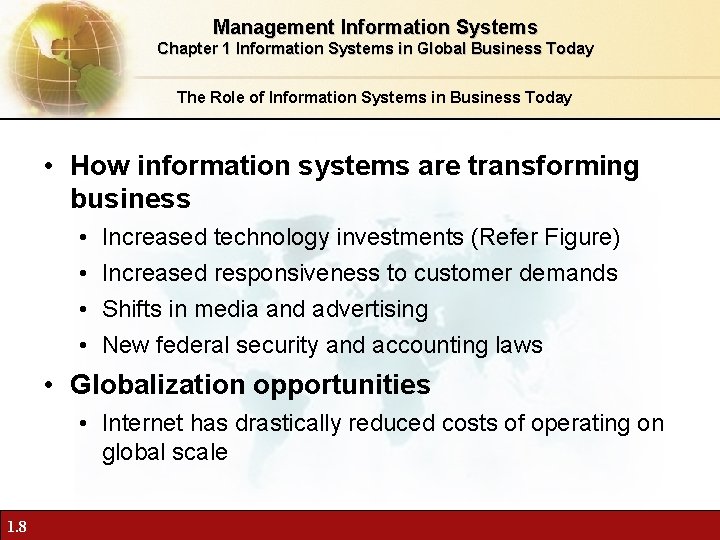 Management Information Systems Chapter 1 Information Systems in Global Business Today The Role of