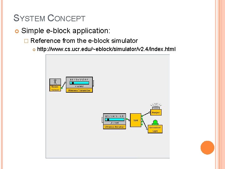 SYSTEM CONCEPT Simple e-block application: � Reference from the e-block simulator http: //www. cs.