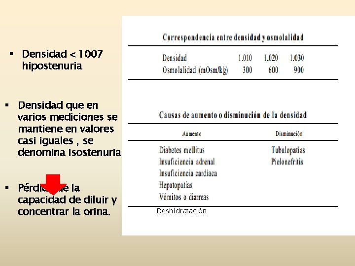 § Densidad 1007 hipostenuria § Densidad que en varios mediciones se mantiene en valores