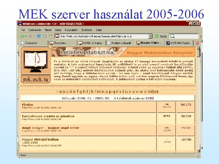 MEK szerver használat 2005 -2006 