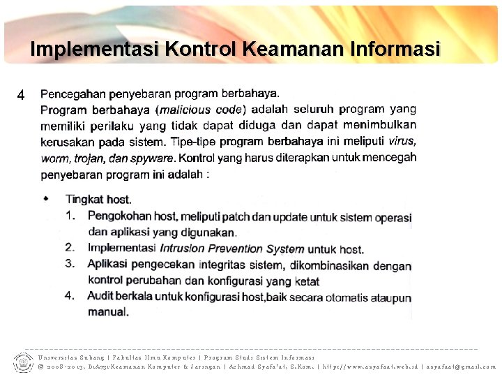 Implementasi Kontrol Keamanan Informasi 4 Universitas Subang | Fakultas Ilmu Komputer | Program Studi