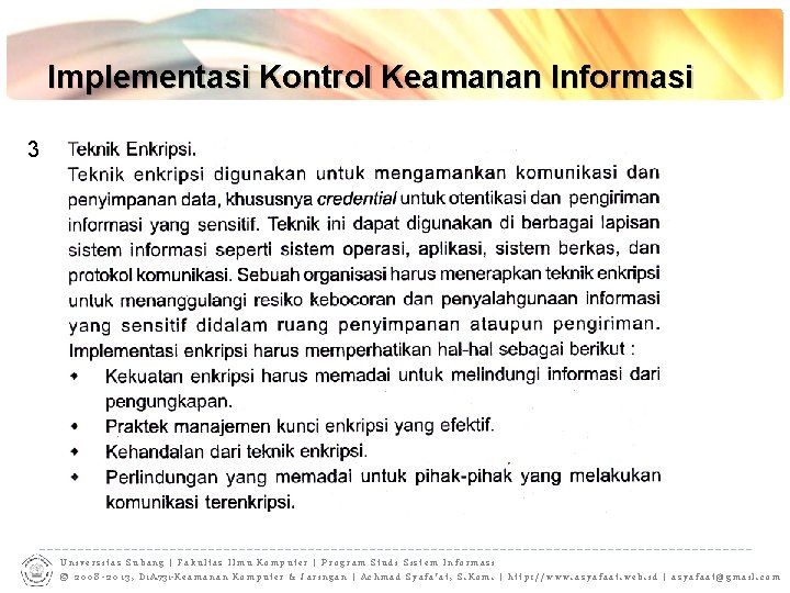 Implementasi Kontrol Keamanan Informasi 3 Universitas Subang | Fakultas Ilmu Komputer | Program Studi