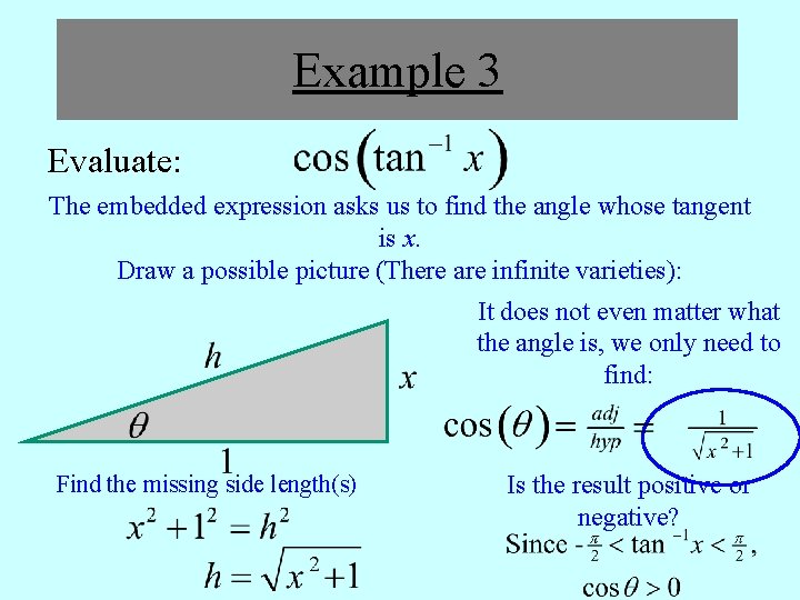 Example 3 Evaluate: The embedded expression asks us to find the angle whose tangent