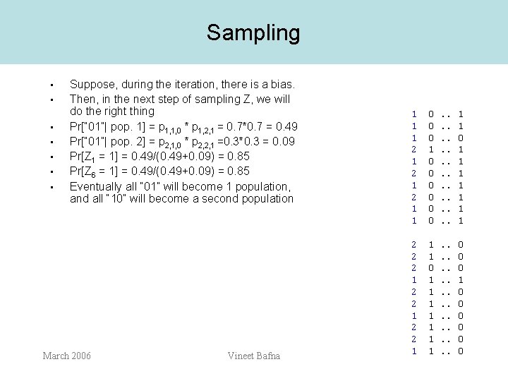 Sampling • • Suppose, during the iteration, there is a bias. Then, in the