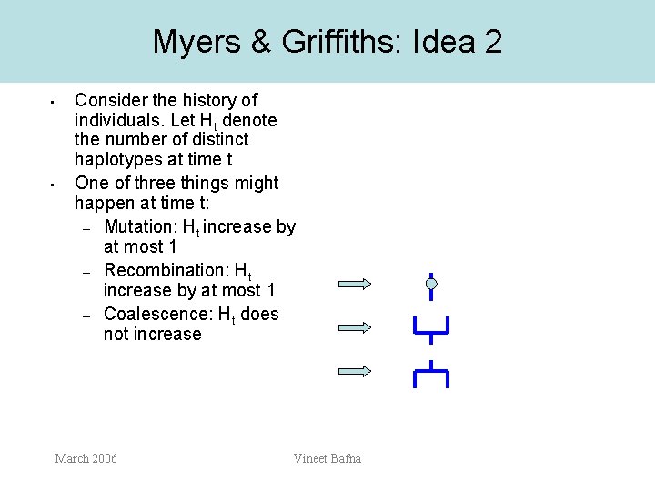 Myers & Griffiths: Idea 2 • • Consider the history of individuals. Let Ht