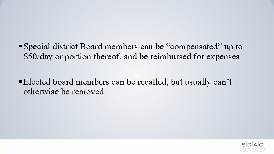 Special District Duties and Liabilities Overview for Board