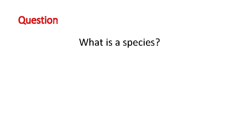 Question What is a species? 