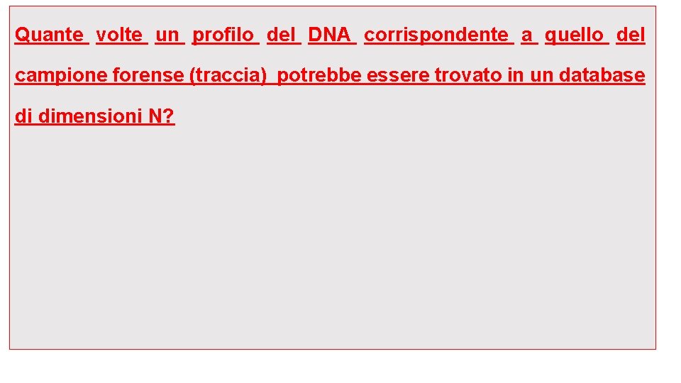 Quante volte un profilo del DNA corrispondente a quello del campione forense (traccia) potrebbe