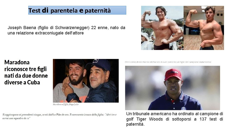 Test di parentela e paternità Joseph Baena (figlio di Schwarzenegger) 22 enne, nato da