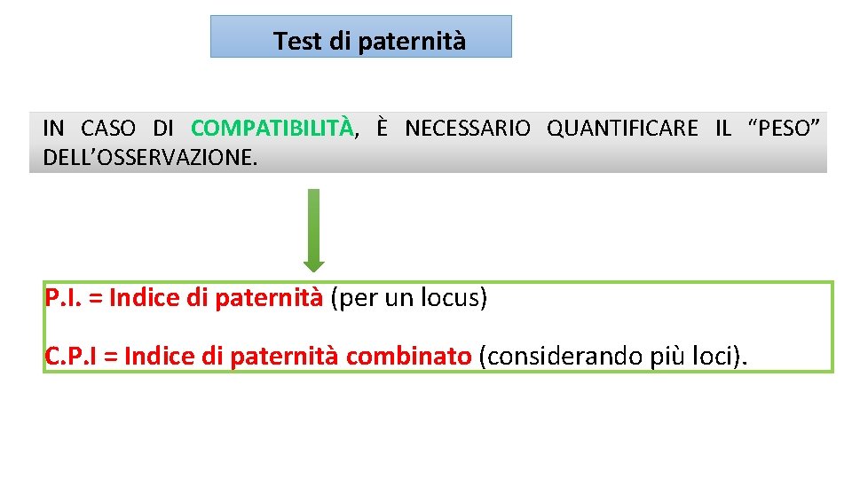 Test di paternità IN CASO DI COMPATIBILITÀ, È NECESSARIO QUANTIFICARE IL “PESO” DELL’OSSERVAZIONE. P.