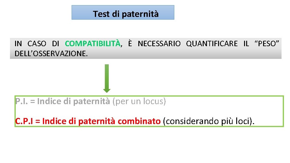 Test di paternità IN CASO DI COMPATIBILITÀ, È NECESSARIO QUANTIFICARE IL “PESO” DELL’OSSERVAZIONE. P.