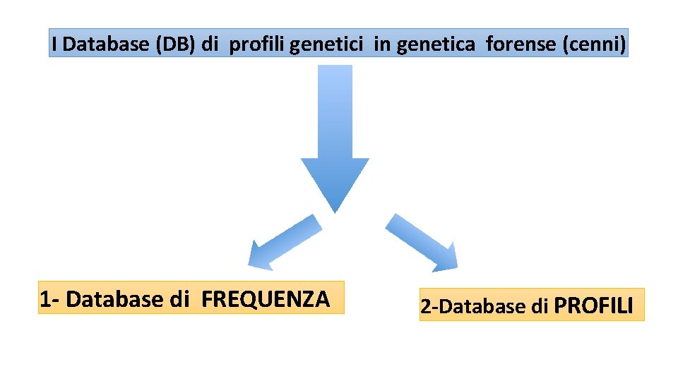 I Database (DB) di profili genetici in genetica forense (cenni) 1 - Database di