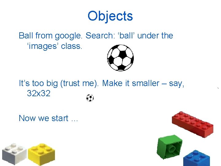 Objects Ball from google. Search: ‘ball’ under the ‘images’ class. It’s too big (trust