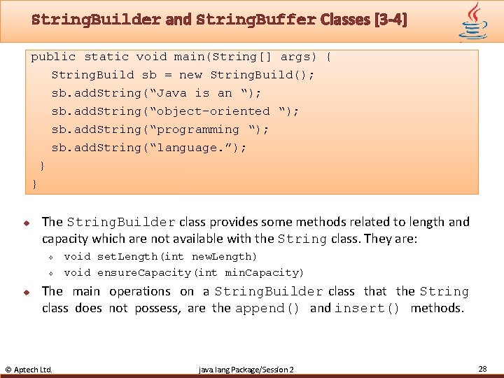 String. Builder and String. Buffer Classes [3 -4] public static void main(String[] args) {