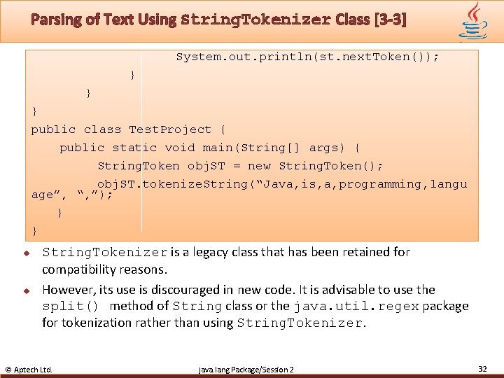 Parsing of Text Using String. Tokenizer Class [3 -3] System. out. println(st. next. Token());