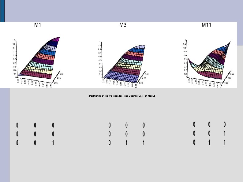 Partitioning of the Variance for Four Quantitative Trait Models 